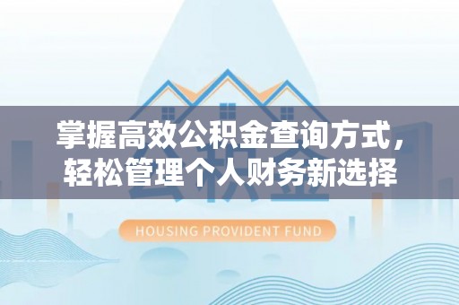 雷州掌握高效公积金查询方式，轻松管理个人财务新选择
