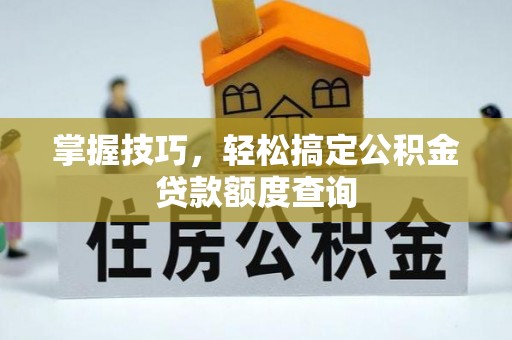 雷州掌握技巧，轻松搞定公积金贷款额度查询